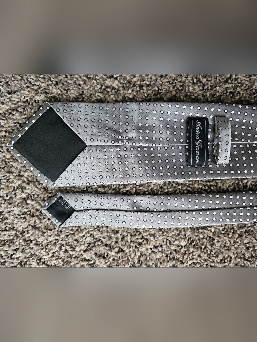 Andrea Giovanonni Silver Polka Dot Tie